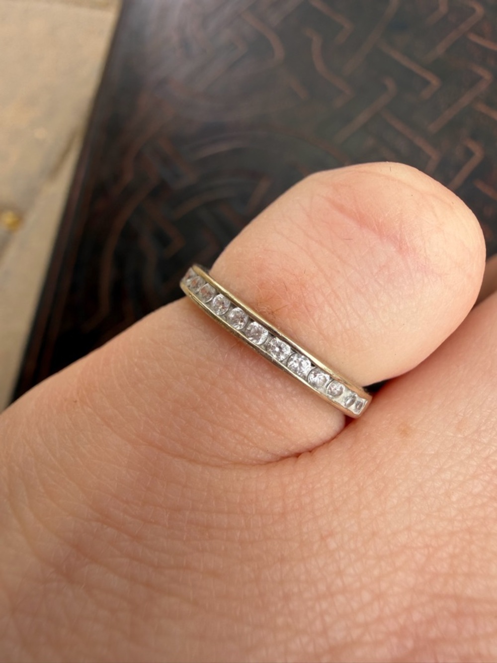 14k white Gold Cz Eternity Band size 3.75